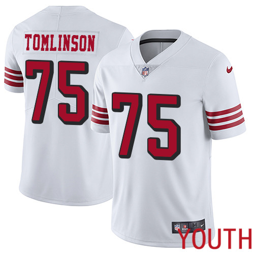 San Francisco 49ers Limited White Youth Laken Tomlinson NFL Jersey #75 Rush Vapor Untouchable->youth nfl jersey->Youth Jersey